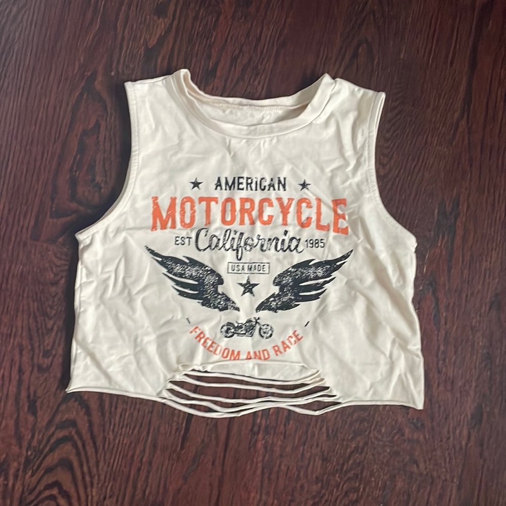 American motorcycle crop top